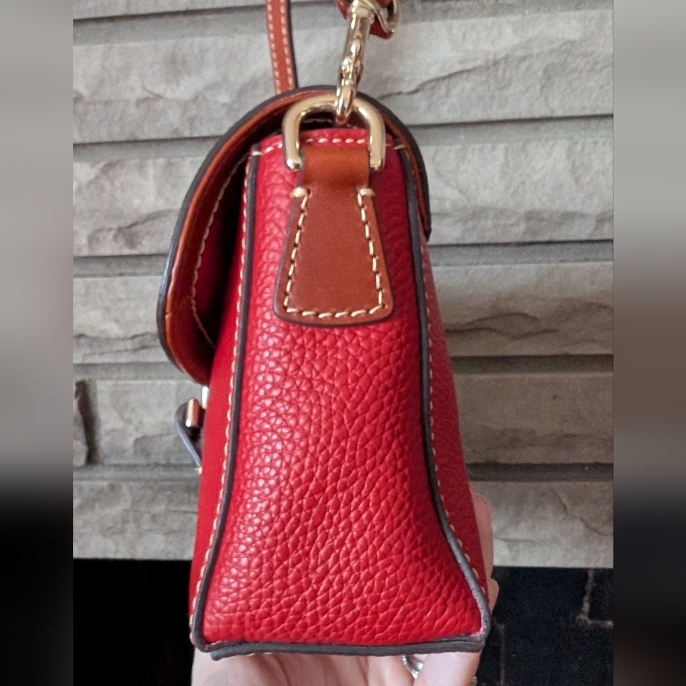 Dooney & Bourke Red Pebbled Leather Kyra Shoulder Bag - Picture 3 of 13